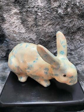 Vintage Decoupage Ceramic Bunny